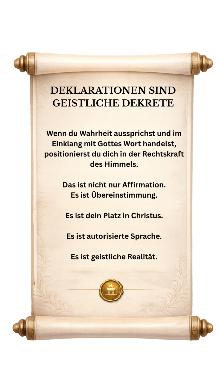 Schriftrolle: Deklarationen sind geistliche Dekrete